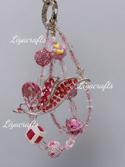 Dark pink color butterfly fancy phone charm bag charm keychain