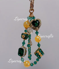 Dark green fancy phone charm bag charm keychain