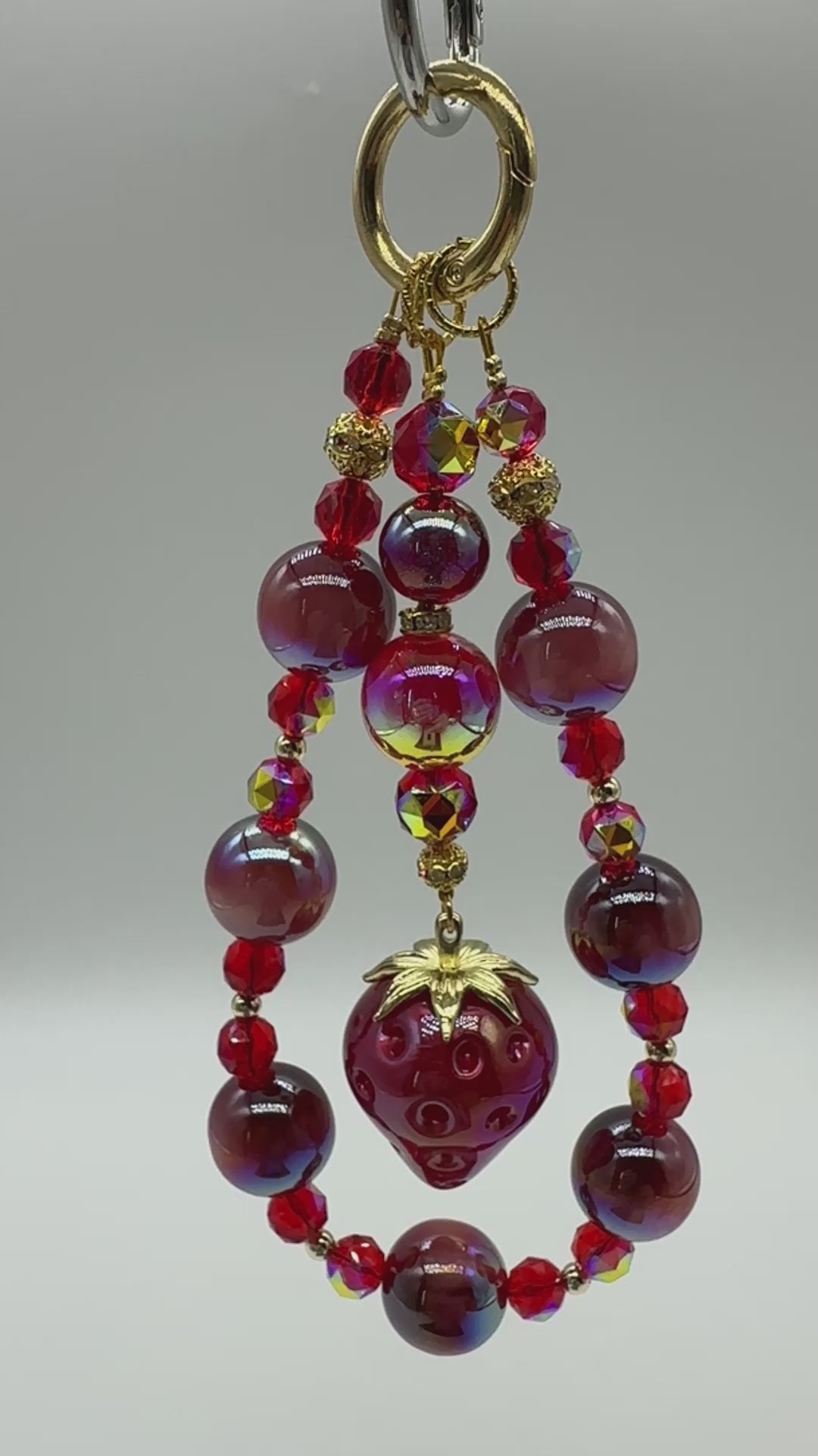 Burgundy Strawberry Phone Chain